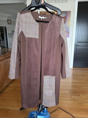 Never worn Calvin Klein Brown Patchwork Coat